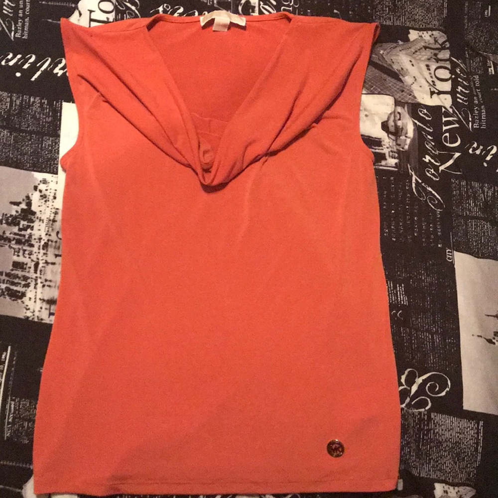 Orange sleeveless scoop next Michael Kors blouse